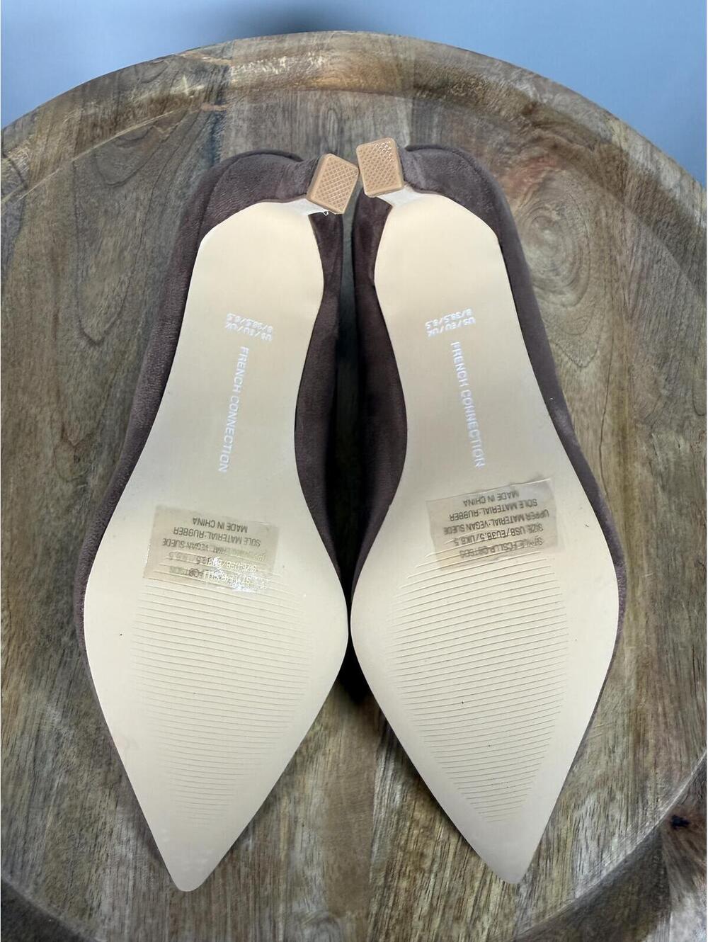French Connection Suede Pointed Toe Heels Brown Stiletto Pumps US 8 NWB - Picture 4 of 11